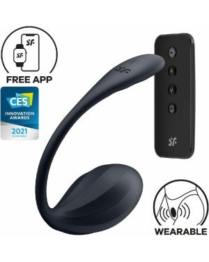 Віброяйце Satisfyer Ribbed Petal Connect App Black