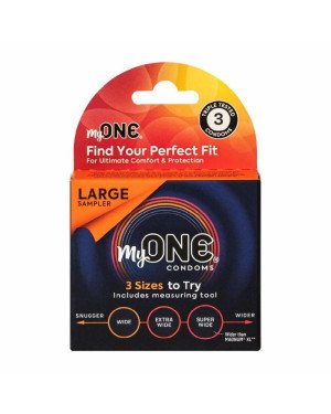 Презервативи MyONE Large Sampler 3 шт, картонна коробка Презервативи MyONE Large Sampler 3 шт, картонна коробка