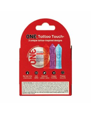 Презервативи ONE Tattoo Touch 3 шт, картонна коробка Презервативи ONE Tattoo Touch 3 шт, картонна коробка