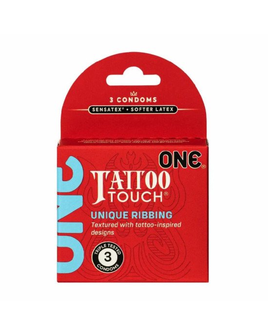 Презервативи ONE Tattoo Touch 3 шт, картонна коробка Презервативи ONE Tattoo Touch 3 шт, картонна коробка