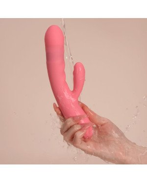 Вібратор-кролик Svakom Avery Strawberry Pink зі стовбуром, що рухається, рух вперед-назад Вібратор-кролик Svakom Avery Strawberry Pink зі стовбуром, що рухається, рух вперед-назад