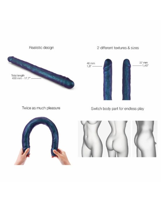 Фалоімітатор подвійний Strap-On-Me DOUBLE DONG REALISTIC DILDO - SNAKY METALLIC COLOR Фалоімітатор подвійний Strap-On-Me DOUBLE DONG REALISTIC DILDO - SNAKY METALLIC COLOR