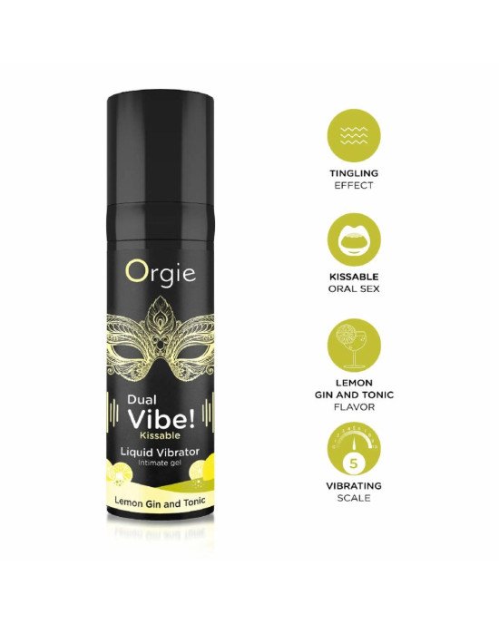 Рідкий вібратор Orgie - Dual Vibe! Lemon Gin And Tonic Kissable Liquid Vibrator (15 мл)