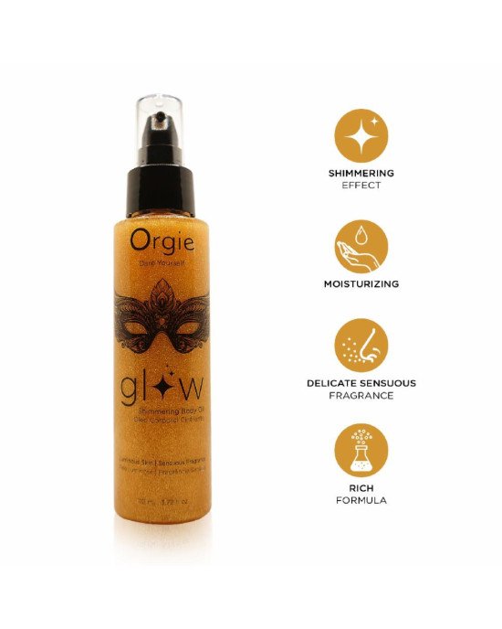 Олія-шимер для тіла Orgie – Glow Shimmering Body Oil (110 мл), чуттєвий аромат, зволоження Олія-шимер для тіла Orgie – Glow Shimmering Body Oil (110 мл), чуттєвий аромат, зволоження