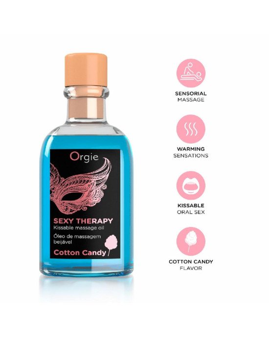 Набір для масажу Orgie – Sexy Therapy Cotton Candy (100 мл), їстівна розігрівальна олія + пір’їнка Набір для масажу Orgie – Sexy Therapy Cotton Candy (100 мл), їстівна розігрівальна олія + пір’їнка