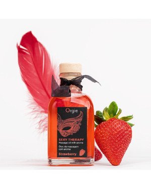 Набір для масажу Orgie – Sexy Therapy Strawberry (100 мл), їстівна розігрівальна олія + пір’їнка Набір для масажу Orgie – Sexy Therapy Strawberry (100 мл), їстівна розігрівальна олія + пір’їнка