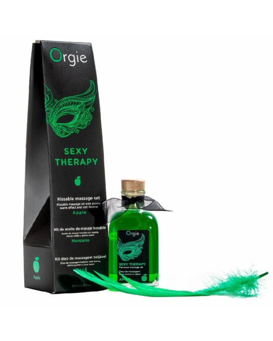 Набір для масажу Orgie – Sexy Therapy Apple (100 мл), їстівна розігрівальна олія + пір’їнка Набір для масажу Orgie – Sexy Therapy Apple (100 мл), їстівна розігрівальна олія + пір’їнка