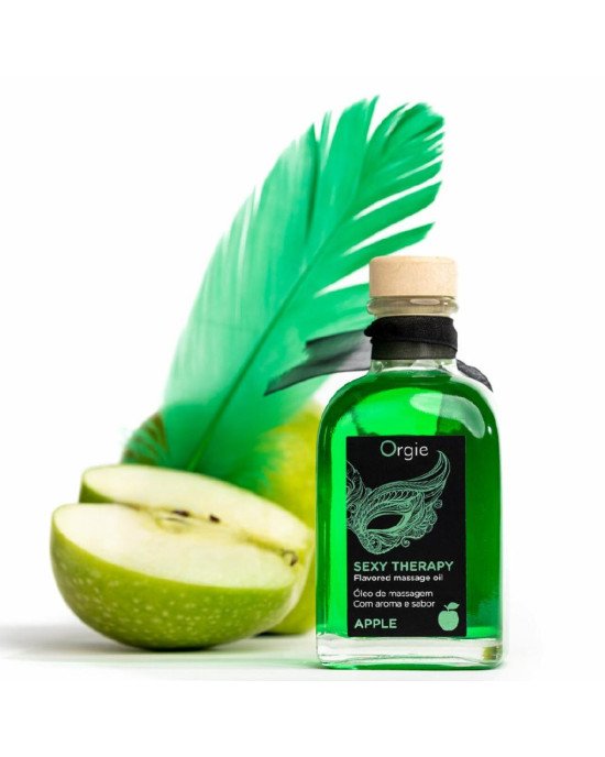 Набір для масажу Orgie – Sexy Therapy Apple (100 мл), їстівна розігрівальна олія + пір’їнка Набір для масажу Orgie – Sexy Therapy Apple (100 мл), їстівна розігрівальна олія + пір’їнка