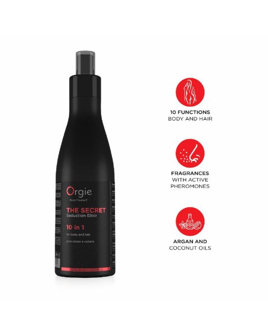 Лосьйон з феромонами для тіла та волосся Orgie – The Secret Seduction Elixir 10 in 1 (200 мл), для неї Лосьйон з феромонами для тіла та волосся Orgie – The Secret Seduction Elixir 10 in 1 (200 мл), для неї