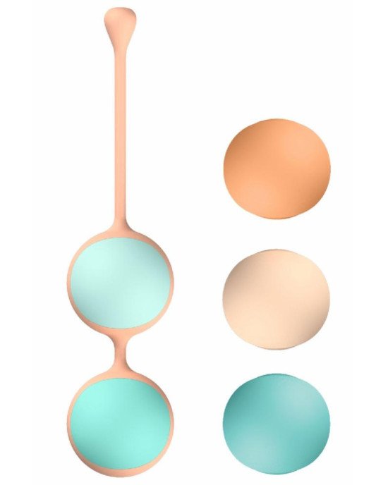 Вагінальні кульки Liebe Kewos — Peach/Mint, 5 кульок у комплекті, 15, 25, 35, 45 та 55 г Вагінальні кульки Liebe Kewos — Peach/Mint, 5 кульок у комплекті, 15, 25, 35, 45 та 55 г