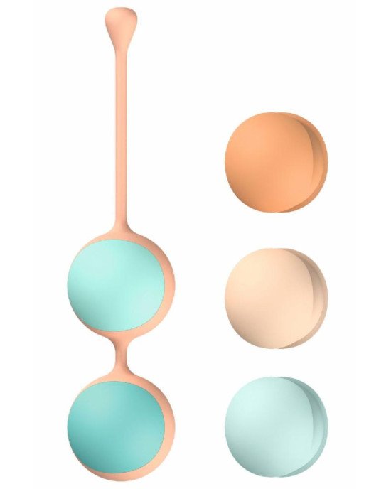 Вагінальні кульки Liebe Kewos — Peach/Mint, 5 кульок у комплекті, 15, 25, 35, 45 та 55 г Вагінальні кульки Liebe Kewos — Peach/Mint, 5 кульок у комплекті, 15, 25, 35, 45 та 55 г