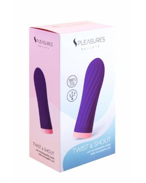 Віброкуля S Pleasures Bullets Twist & Shout Purple, фіолетова, ребриста поверхня, 10 режимів Віброкуля S Pleasures Bullets Twist & Shout Purple, фіолетова, ребриста поверхня, 10 режимів