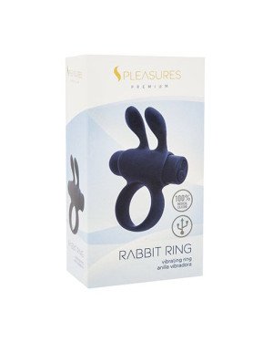 Ерекційне віброкільце S Pleasures Premium Rabbit Ring, чорне, зі знімною віброкулею та вушками Ерекційне віброкільце S Pleasures Premium Rabbit Ring, чорне, зі знімною віброкулею та вушками