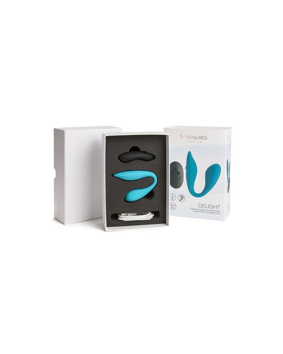 Подвійний вібратор S Pleasures Premium Delight, бірюзовий, для клітора та точки G, 10 режимів