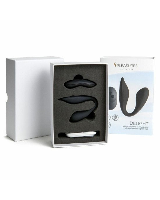 Подвійний вібратор S Pleasures Premium Delight, чорний, для клітора та точки G, 10 режимів