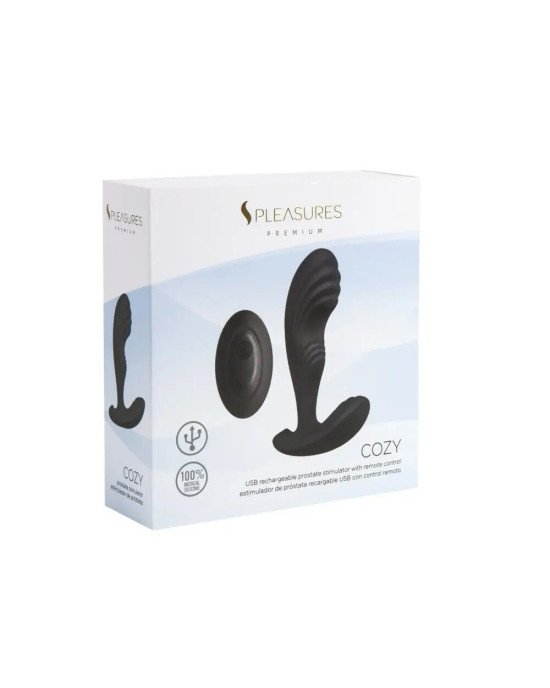 Вібромасажер простати S Pleasures Premium Cozy, чорний, з рельєфною головкою, 10 режимів Вібромасажер простати S Pleasures Premium Cozy, чорний, з рельєфною головкою, 10 режимів