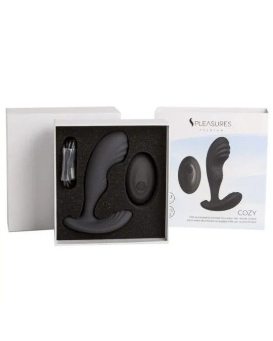 Вібромасажер простати S Pleasures Premium Cozy, чорний, з рельєфною головкою, 10 режимів Вібромасажер простати S Pleasures Premium Cozy, чорний, з рельєфною головкою, 10 режимів