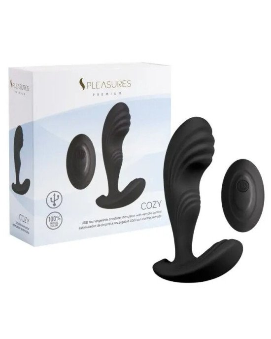 Вібромасажер простати S Pleasures Premium Cozy, чорний, з рельєфною головкою, 10 режимів Вібромасажер простати S Pleasures Premium Cozy, чорний, з рельєфною головкою, 10 режимів