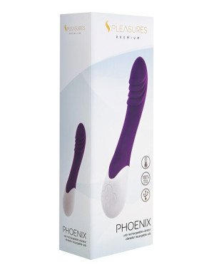 Вібратор S Pleasures Premium Phoenix, для точки G, фіолетовий, водостійкий, 16 видів вібрації, нагрів Вібратор S Pleasures Premium Phoenix, для точки G, фіолетовий, водостійкий, 16 видів вібрації, нагрів