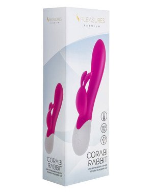 Вібратор-кролик S Pleasures Premium Corabi Rabbit, рожевий, вушка для клітора, 16 режимів, нагрів Вібратор-кролик S Pleasures Premium Corabi Rabbit, рожевий, вушка для клітора, 16 режимів, нагрів