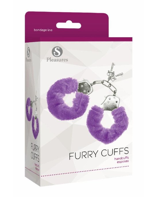 Наручники S Pleasures Furry Cuffs Purple з пухнастим оздобленням, 2 ключі в комплекті Наручники S Pleasures Furry Cuffs Purple з пухнастим оздобленням, 2 ключі в комплекті