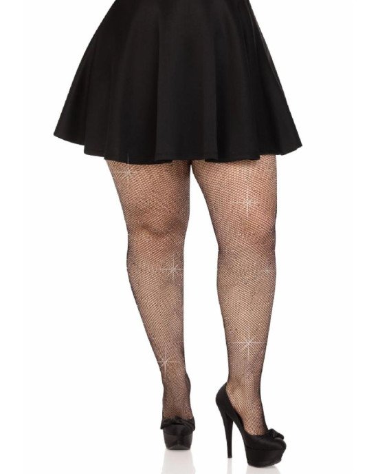 Колготки Leg Avenue Rhinestone micro net tights Plus size Black, дрібна сітка, стрази Колготки Leg Avenue Rhinestone micro net tights Plus size Black, дрібна сітка, стрази