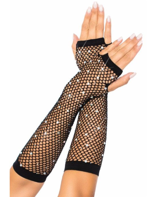 Мітенки Leg Avenue Rhinestone Fishnet Arm Warmers Black Мітенки Leg Avenue Rhinestone Fishnet Arm Warmers Black