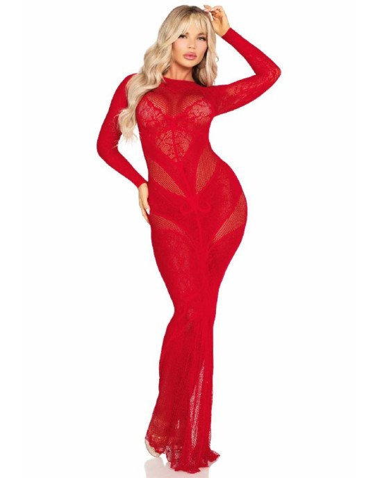 Сукня Leg Avenue Lace and Net Bodycon Gown One Size, Red Сукня Leg Avenue Lace and Net Bodycon Gown One Size, Red