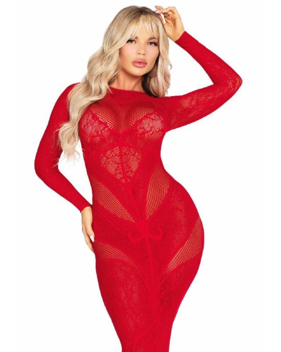 Сукня Leg Avenue Lace and Net Bodycon Gown One Size, Red Сукня Leg Avenue Lace and Net Bodycon Gown One Size, Red