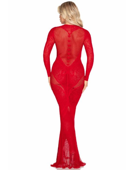 Сукня Leg Avenue Lace and Net Bodycon Gown One Size, Red Сукня Leg Avenue Lace and Net Bodycon Gown One Size, Red