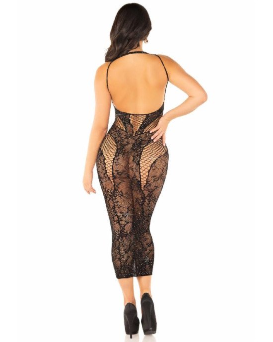 Сукня Leg Avenue Rhinestone Lace and Net Bodycon Dress One Size, Black