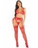 Комплект Leg Avenue Bra Top, String and Garter Belt Stockings One Size, Red Комплект Leg Avenue Bra Top, String and Garter Belt Stockings One Size, Red