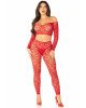 Комплект Leg Avenue Off The Shoulder Top and Footless Tights One Size, Red Комплект Leg Avenue Off The Shoulder Top and Footless Tights One Size, Red