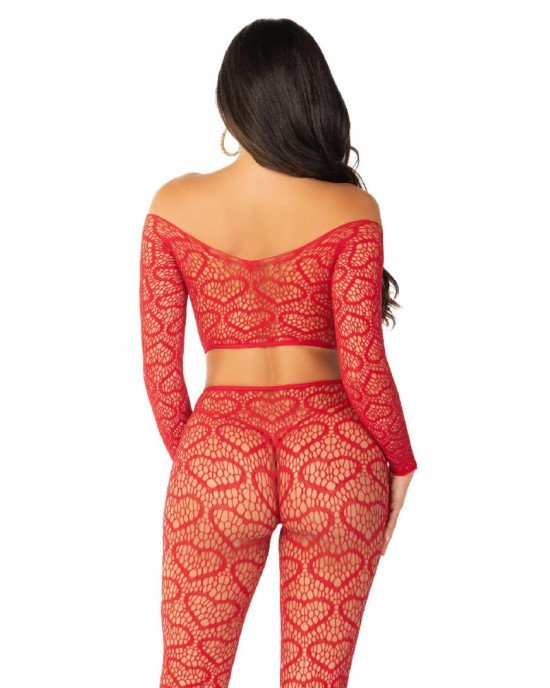 Комплект Leg Avenue Off The Shoulder Top and Footless Tights One Size, Red Комплект Leg Avenue Off The Shoulder Top and Footless Tights One Size, Red