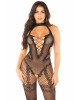 Бодістокінг Leg Avenue Crotchless Bodystocking with Heart One Size, Black