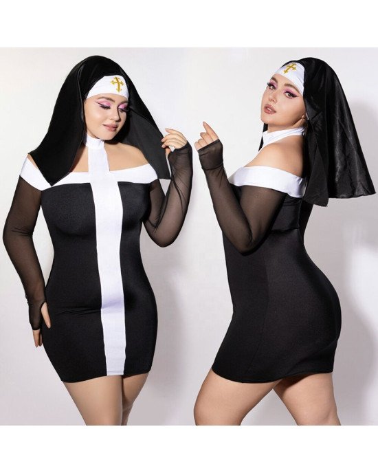 Еротичний костюм монашки JSY P61130 Plus Size Еротичний костюм монашки JSY P61130 Plus Size