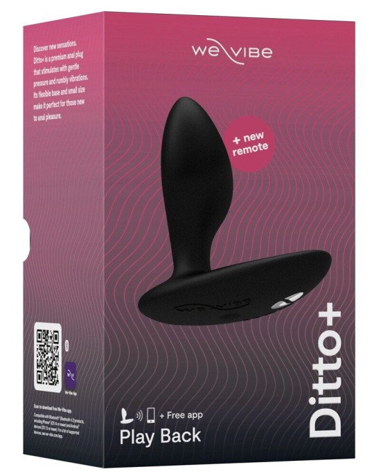 Анальна смарт-вібропробка We-Vibe Ditto+ Satin Black з пультом ДК Анальна смарт-вібропробка We-Vibe Ditto+ Satin Black з пультом ДК