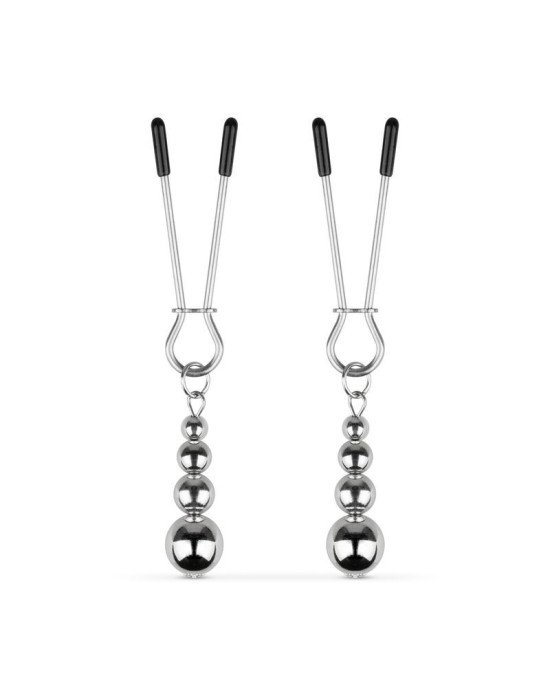 Затискачі для сосків Bedroom Fantasies: Nipple Clamps with Beaded Chain - Silver Затискачі для сосків Bedroom Fantasies: Nipple Clamps with Beaded Chain - Silver