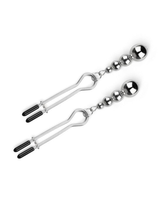 Затискачі для сосків Bedroom Fantasies: Nipple Clamps with Beaded Chain - Silver Затискачі для сосків Bedroom Fantasies: Nipple Clamps with Beaded Chain - Silver