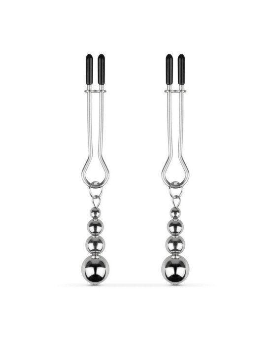 Затискачі для сосків Bedroom Fantasies: Nipple Clamps with Beaded Chain - Silver Затискачі для сосків Bedroom Fantasies: Nipple Clamps with Beaded Chain - Silver