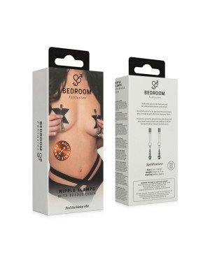 Затискачі для сосків Bedroom Fantasies: Nipple Clamps with Beaded Chain - Silver Затискачі для сосків Bedroom Fantasies: Nipple Clamps with Beaded Chain - Silver