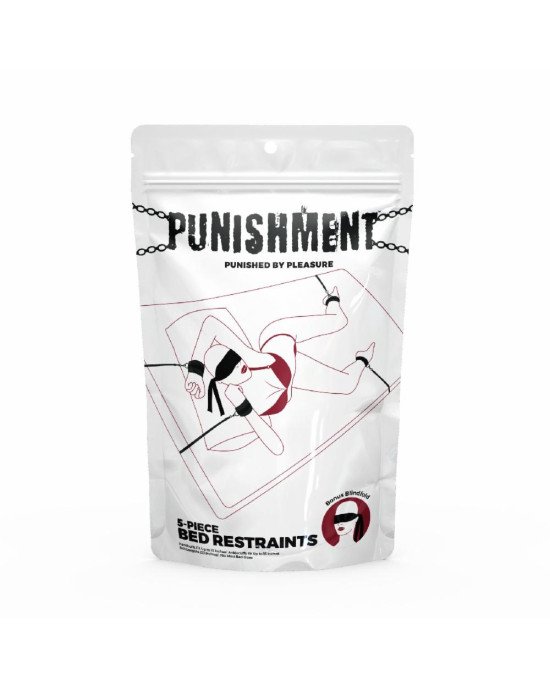 Розтяжка на ліжко Punishment - 5-Piece Bed Restraint Kit - Black Розтяжка на ліжко Punishment - 5-Piece Bed Restraint Kit - Black