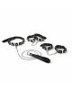 Бондажний набір: нашийник з повідцем, наручники та поножі Art of Sex - Cassandra, колір чорний Бондажний набір: нашийник з повідцем, наручники та поножі Art of Sex - Cassandra, колір чорний