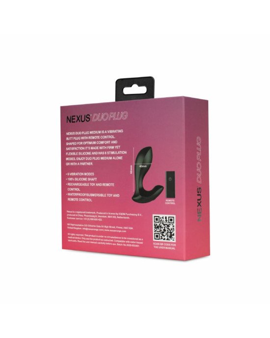 Анальна вібропробка Nexus DUO Plug Medium, пульт ДК