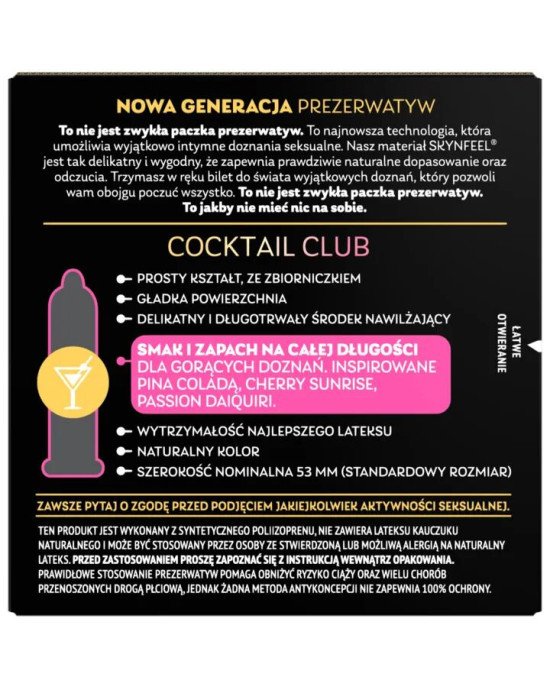 Презервативи SKYN Cocktail Club 3 шт, смаки Pina Colada, Cherry Sunrise та Passion Daiquiri Презервативи SKYN Cocktail Club 3 шт, смаки Pina Colada, Cherry Sunrise та Passion Daiquiri