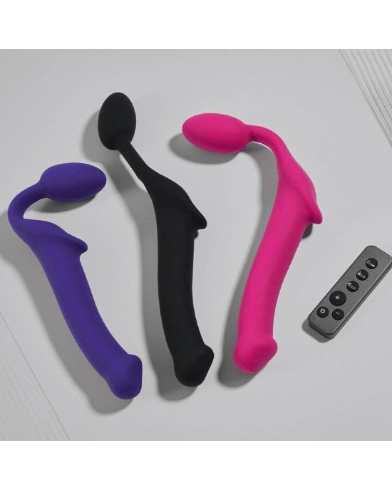 Безремінний страпон з вібрацією Strap-On-Me Vibrating Fuchsia XL, діам. 4,7см, пульт ДК, регульований Безремінний страпон з вібрацією Strap-On-Me Vibrating Fuchsia XL, діам. 4,7см, пульт ДК, регульований