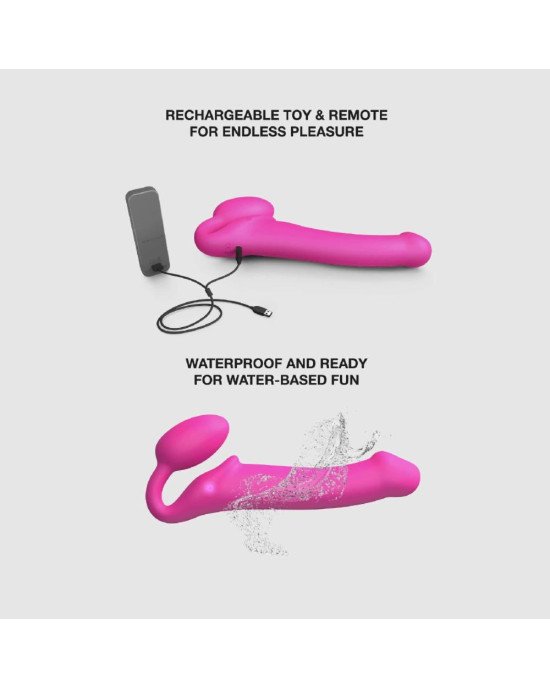 Безремінний страпон з вібрацією Strap-On-Me Vibrating Fuchsia XL, діам. 4,7см, пульт ДК, регульований Безремінний страпон з вібрацією Strap-On-Me Vibrating Fuchsia XL, діам. 4,7см, пульт ДК, регульований