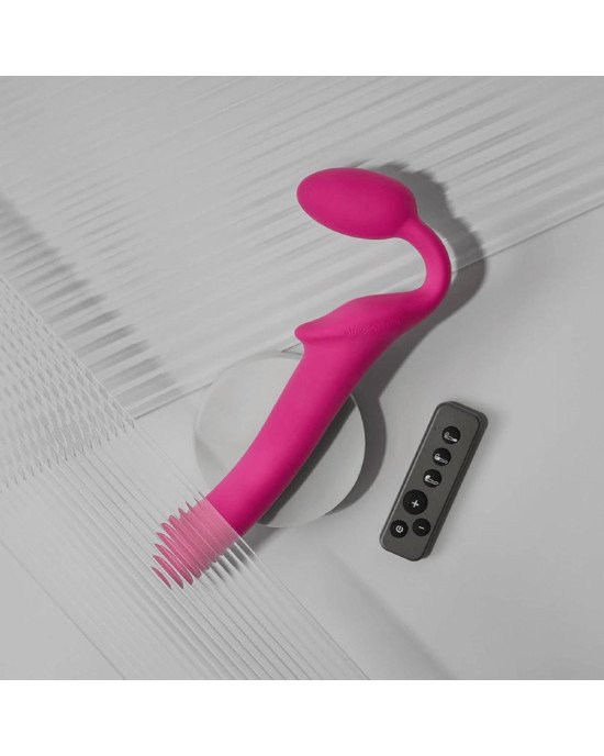 Безремінний страпон з вібрацією Strap-On-Me Vibrating Fuchsia XL, діам. 4,7см, пульт ДК, регульований Безремінний страпон з вібрацією Strap-On-Me Vibrating Fuchsia XL, діам. 4,7см, пульт ДК, регульований