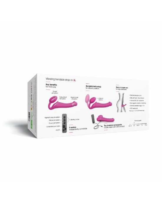 Безремінний страпон з вібрацією Strap-On-Me Vibrating Fuchsia XL, діам. 4,7см, пульт ДК, регульований Безремінний страпон з вібрацією Strap-On-Me Vibrating Fuchsia XL, діам. 4,7см, пульт ДК, регульований
