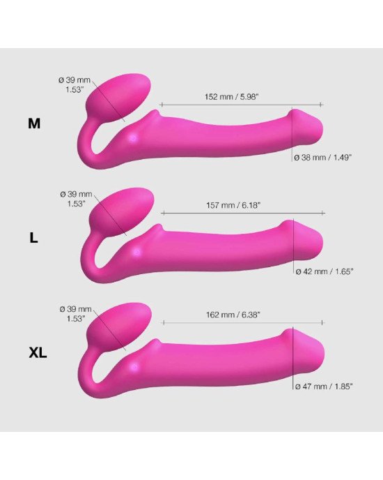 Безремінний страпон з вібрацією Strap-On-Me Vibrating Fuchsia XL, діам. 4,7см, пульт ДК, регульований Безремінний страпон з вібрацією Strap-On-Me Vibrating Fuchsia XL, діам. 4,7см, пульт ДК, регульований